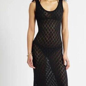 Theory Black crochet maxi dress